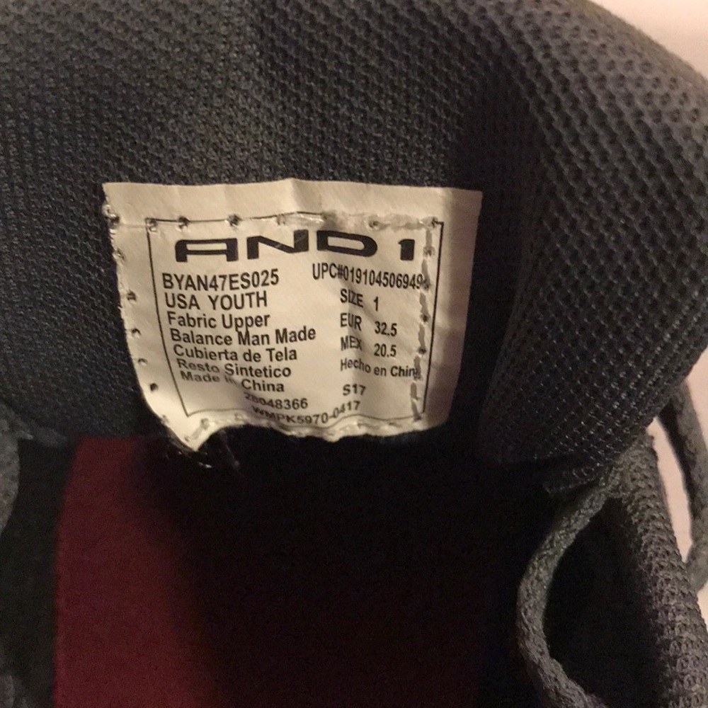 Boys And1 sneakers sz 1 - Picture 5 of 8